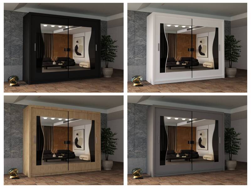 Batumi Wardrobe Black, White, Grey and Walnut in 120cm/150cm/180cm and 203cm