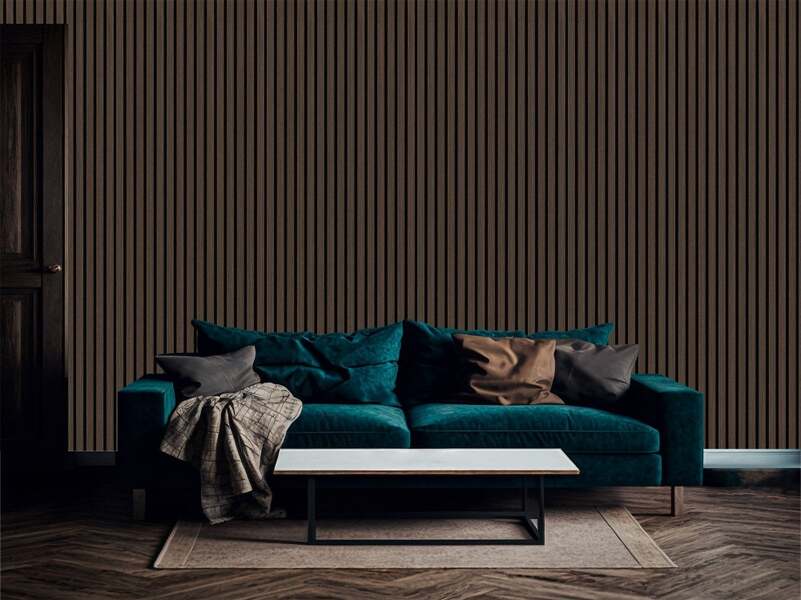 Dark Oak Decorative Acoustic Slat Wall Panel - 2400mm x 600mm