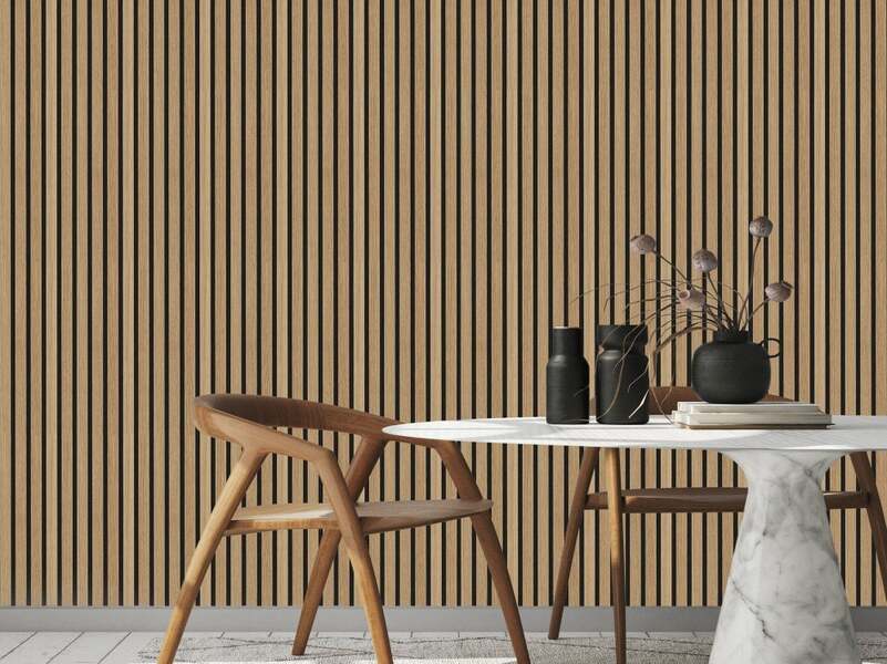 Natural Oak Decorative Acoustic Slat Wall Panel - 2400mm x 600mm