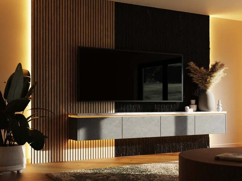 Decorative Stream PU Panel in Black - Pack of 2