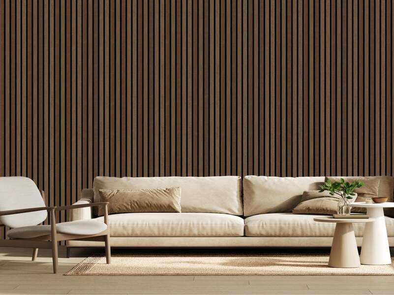 Walnut Decorative Acoustic Slat Wall Panel - 2400mm x 600mm